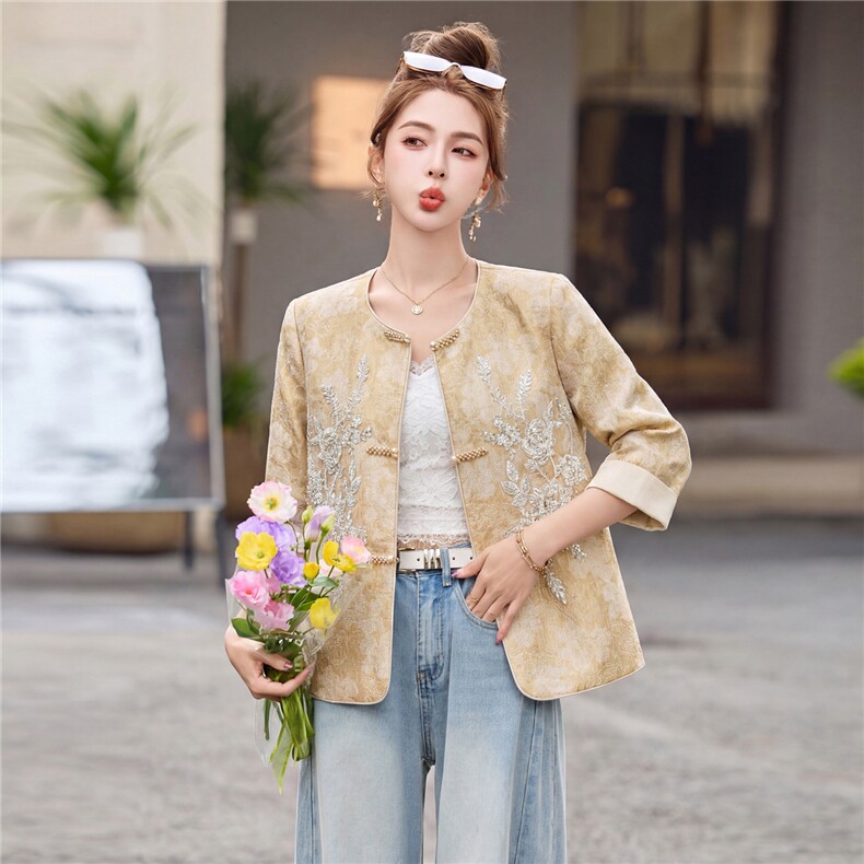 现货，春装新中式提花短外套,女装短外套,利佳可人