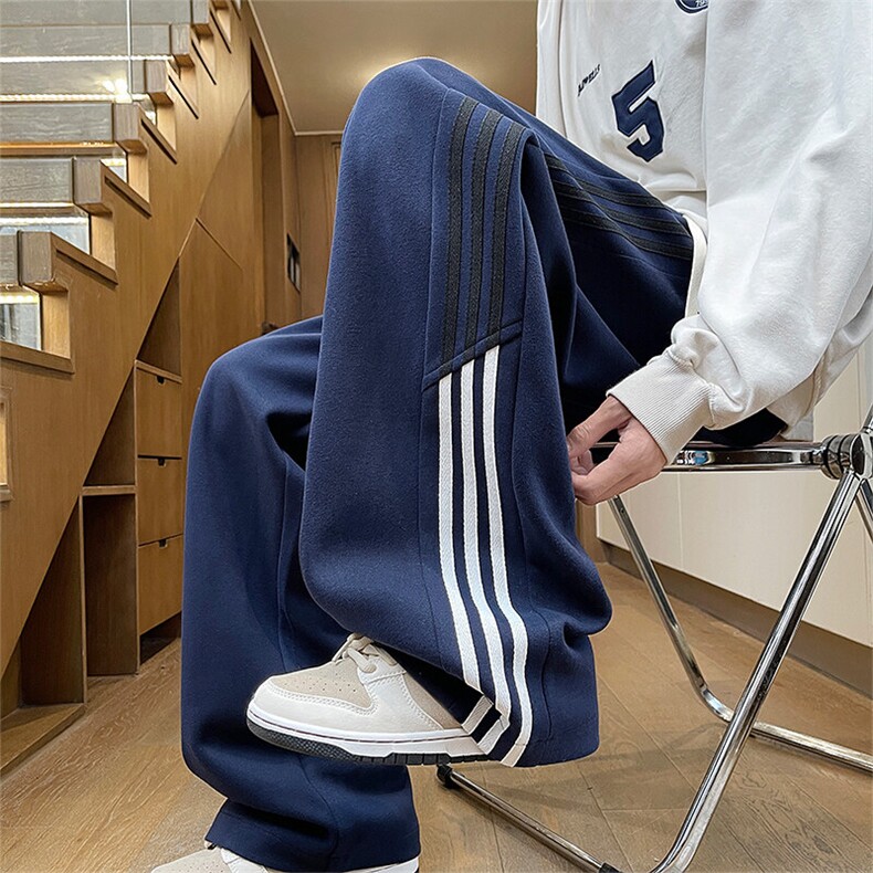 休闲裤男秋季新款港风宽松高品质华棉复合牛奶丝阔腿裤K6098-P45，男装休闲裤，星座214-9