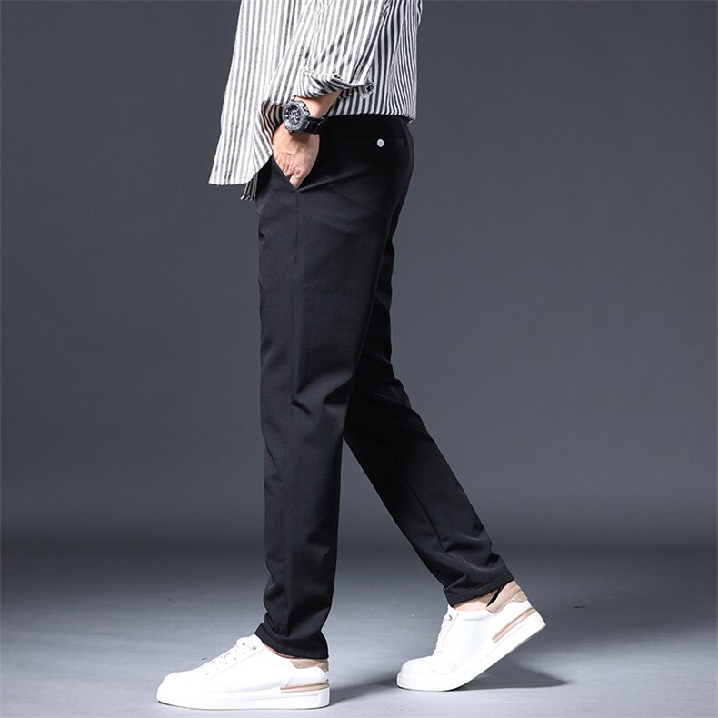 男士加绒加厚休闲裤修身直筒长裤秋冬商务西装裤D8015-P45加绒P50,男装西服套装,星座509