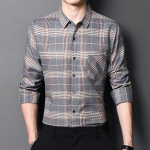 YL6935男士2023年秋季长袖衬衫帅气商务休闲青年免烫修身衬衣P58，男装衬衫，电商B360