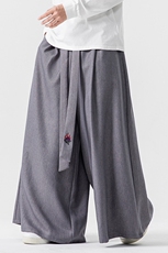 24秋冬风宽松休闲裙裤汉服垂感阔腿裤宋裤新中式潮K272/P75，男装民族服装，钱塘713