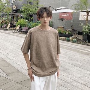 现货夏季薄款亚麻短袖男加肥大码半袖复古T恤半袖上衣 MT08-特P18图片