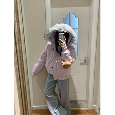 网图有货美式大毛领保暖加厚派克棉服男女工装情侣外套A974-P100，男装棉衣，星座1505