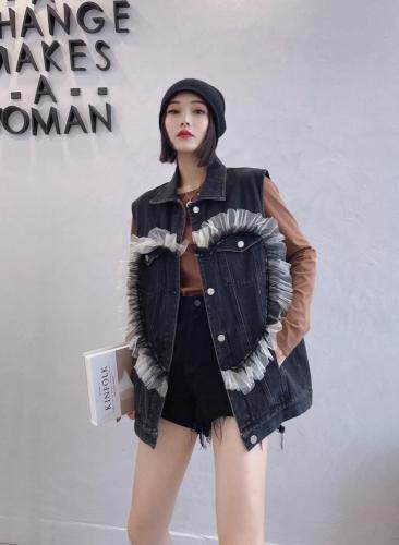 爱心牛仔马甲，女装马夹，米可儿