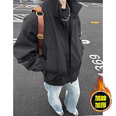 现货冬季美拉德立领飞行夹克廓形高街棒球服加棉加厚棉衣外套，男装夹克，电商A486-1