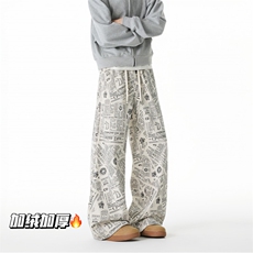 抖音品质复古报纸满印设计灯芯绒休闲裤B315-K25373JR-特p40控78，男装休闲裤，电商B315