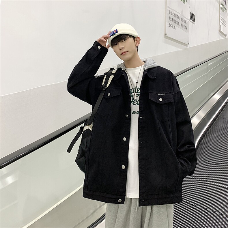 2023春季男士牛仔夹克港风高街痞帅连帽（可拆卸）外套JK839-P70图片