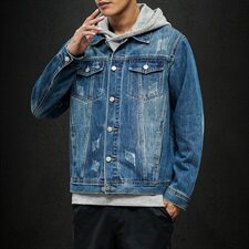 男士牛仔外套秋季潮流韩版工装夹克男潮牌日系牛仔衣8195，男装夹克，电商A318