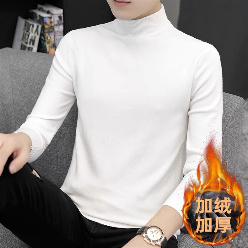 十万件不断货半高领毛衣男士冬季加绒内搭保暖打底针织衫M90-P30,男装T恤,星座301D(原星座1004-8）