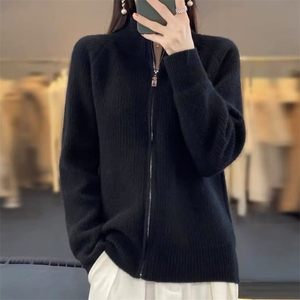 重磅加厚拉链开衫女毛衣外套2025新款宽松显瘦长袖保暖针织毛衫新图片