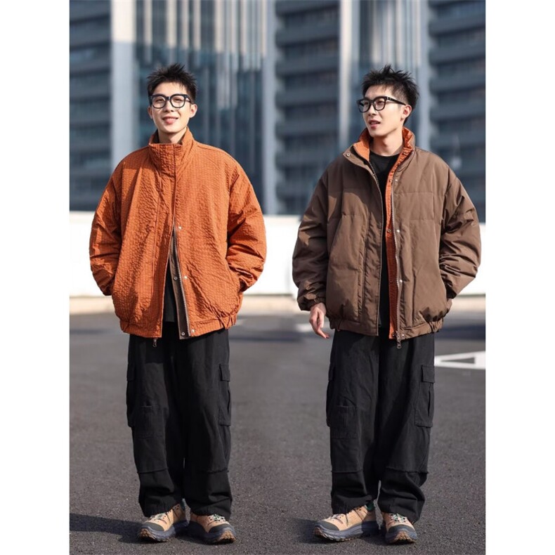 MA663-P93网图日系复古双面穿立领面包服棉服美拉德色系宽松棉衣,男装棉衣,星座1611A