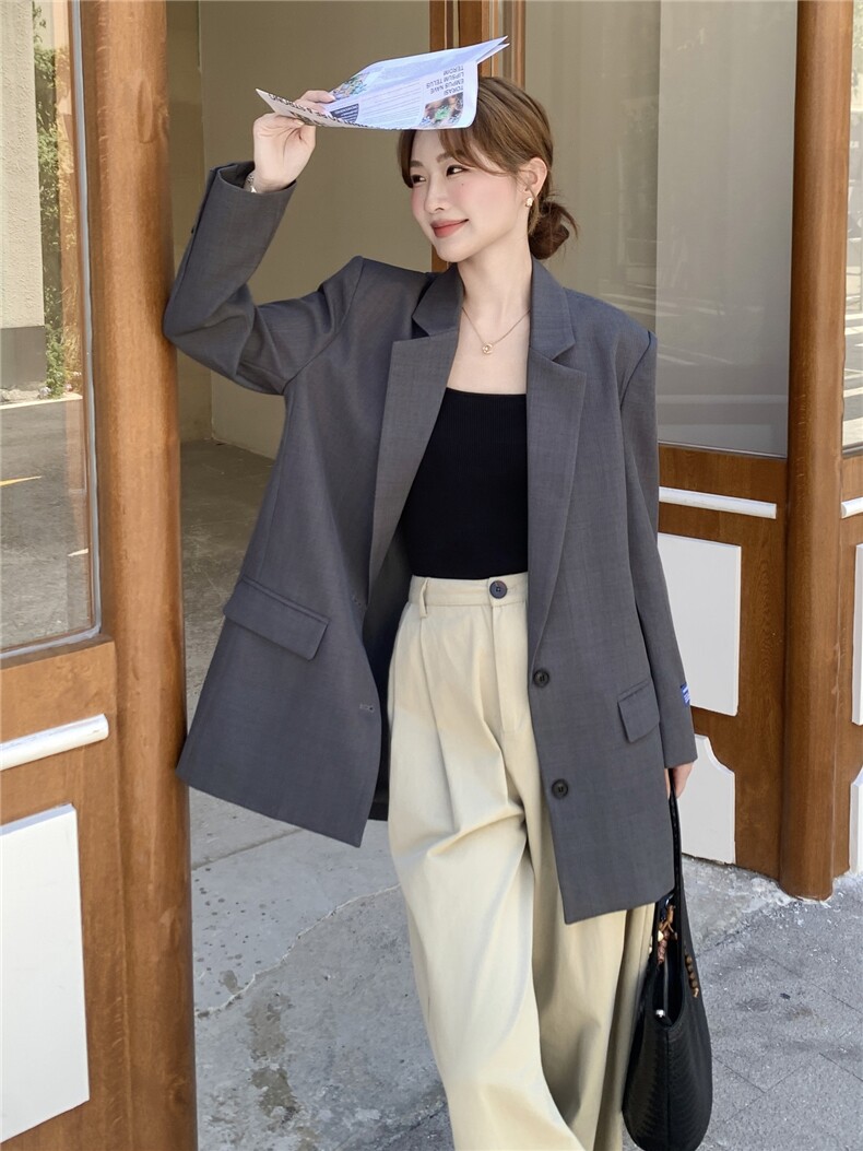 210-3283-P145-k208韩版灰色休闲西装2025年秋季,女装西装,韩蜜菓
