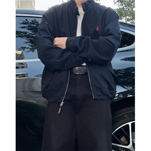 藏蓝色小马刺绣外套男秋季痞帅棒球服美式哈灵顿行政夹克 JK03图片