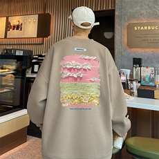 已注册港风抖音直播得物高品质重磅菠萝格圆领宽松男卫衣W2056P40，男装卫衣，电商C408(原B339-1)