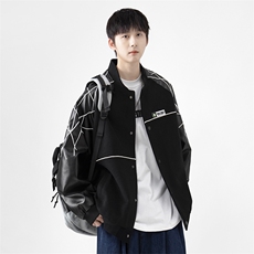 精品秋冬装飞行棒球服男女夹克毛呢拼皮刺绣轻熟JK1701-P115港风A，男装夹克，星座401