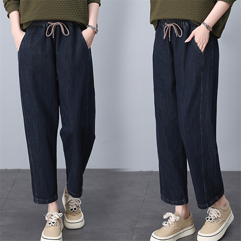 2024秋款高腰显瘦宽松直筒牛仔裤女，女装牛仔裤，悦见她