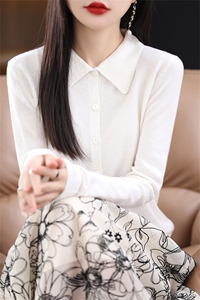 新款长袖针织开衫女短外套毛衣圆领简约百搭洋气毛衫春秋外搭上衣图片