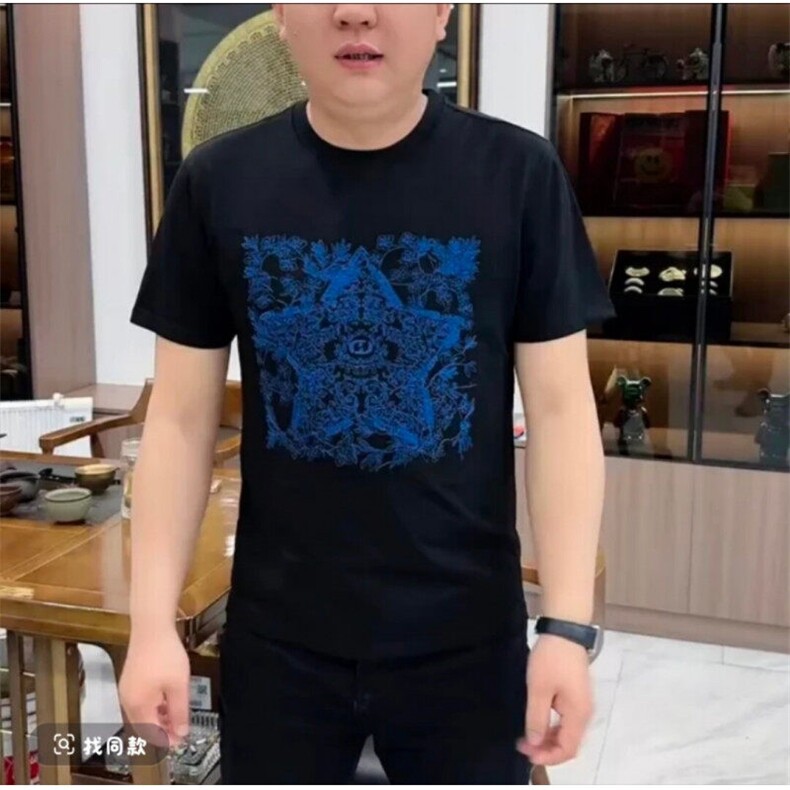 五角星花男士圆领帅气T恤T014-P35,男装T恤,星座1602（原101B）
