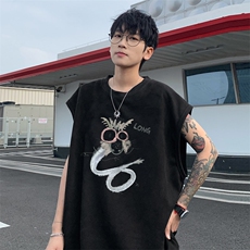 ！2025夏季男士麂皮绒无袖T恤情侣潮牌百搭背心TLBX09特P18，男装T恤，电商B220