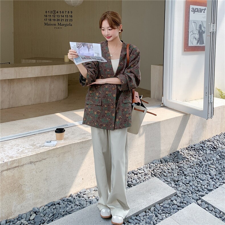 美拉德碎花西装外套女春秋2025新款流行韩系大方得体西服爆款超火,女装西装,2C205