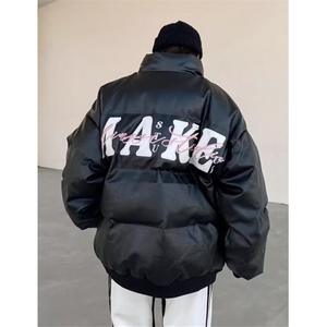皮棉衣刺绣原版字母棉服棉衣冬季加厚男女宽松面包服外套 M2916图片