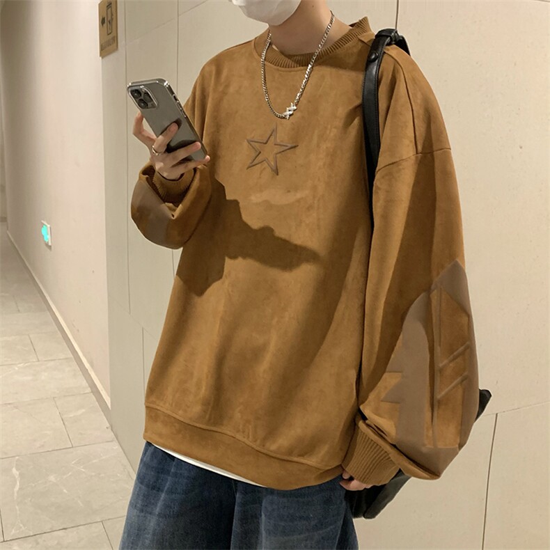 22秋新款麂皮发泡印花宽松休闲oversize套头卫衣B266-Y605-P60,男装卫衣,星座B257-1
