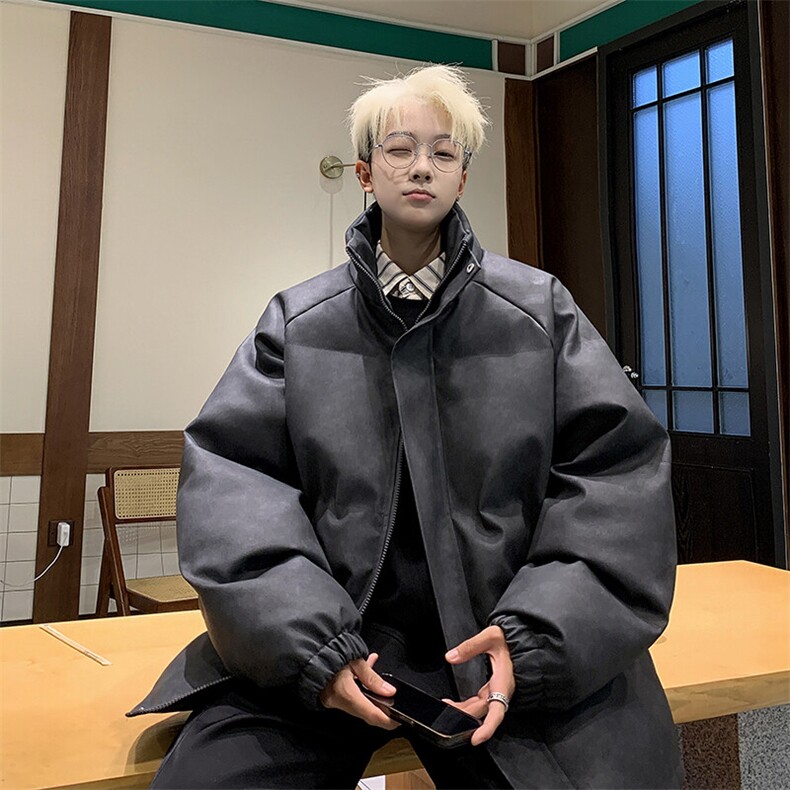 美式pu皮衣做旧男外套加厚棉服保暖面包服PU051P85直播,男装皮衣,星座1904A-1