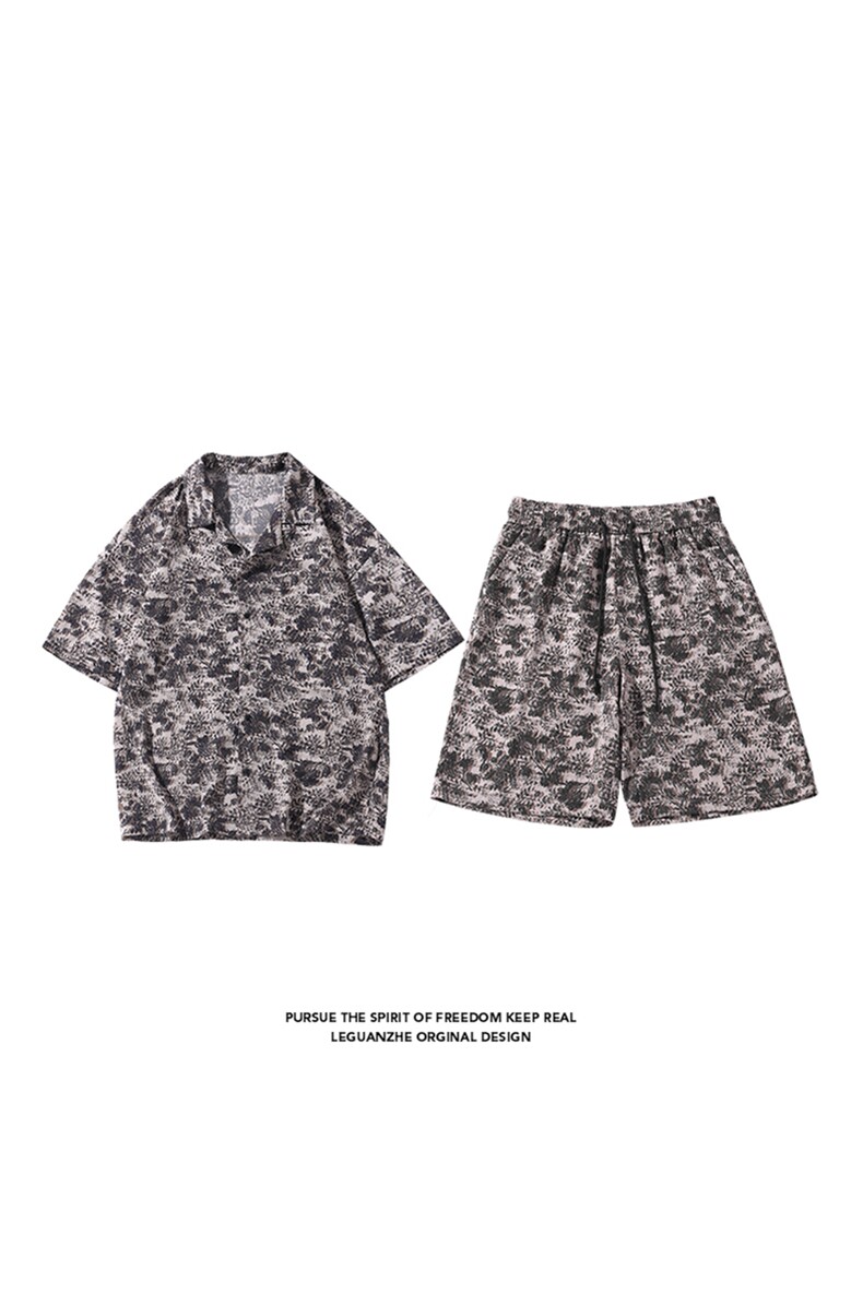 2024夏季新款港风白底大码冰丝衬衫短裤套装M-5XHQ23569-P60,男装牛仔裤,电商A022