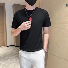 店主风秋冬男士针织短袖毛衣男修身套头毛衣301A-1/M10/P55控75，男装T恤，星座301A-1