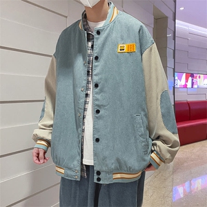 灯芯绒外套男春秋季港风ins拼色休闲棒球服宽松潮牌痞帅情侣夹克图片