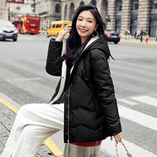 时尚显瘦系带连帽白鸭绒羽绒服女冬季新款保暖外套，女装羽绒服，阿舍尔精品
