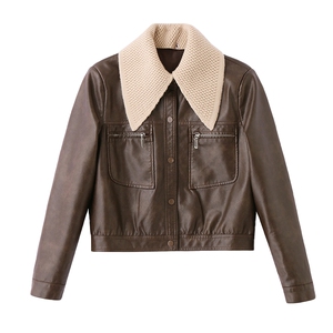 【现货】春装新品皮衣外套女时髦显瘦皮夹克2510-1C115-P120-K198图片