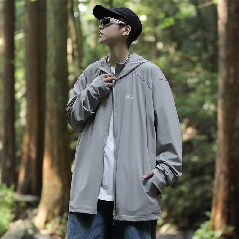 情侣防晒衣夏薄款连帽衣服潮牌日系户外防紫外线外套男W4913-P36,男装防晒衣,星座412
