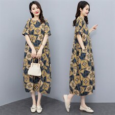 2022年夏季新款宽松简约时尚印花连衣裙，女装连衣裙，香香