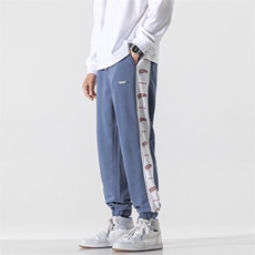 日系2024秋冬新款撞色串标束脚运动休闲潮牌裤子2120-45控69，男装休闲裤，星座914-3