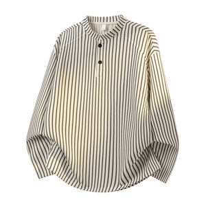 潮流宽松亨利领卫衣美式复古长袖T恤A161-MT-2604-P42，男装T恤，电商A161