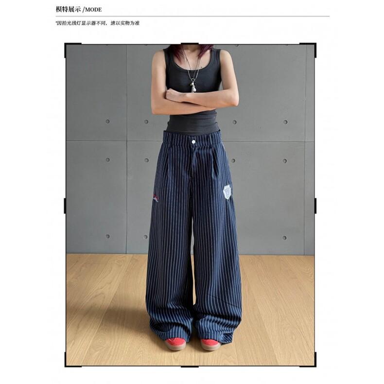 AK2157-P50韩版高腰显瘦条纹宽松休闲阔腿裤,女装休闲裤,星座617A-2