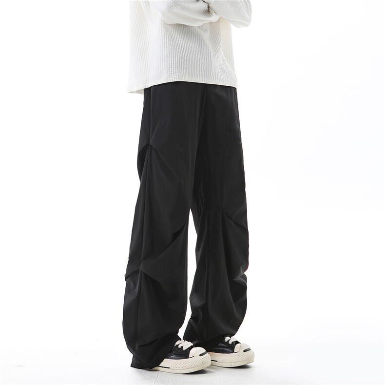 美式复古高街日常通勤褶皱慵懒层次感拖地宽松休闲裤 KZ35 -TP45图片