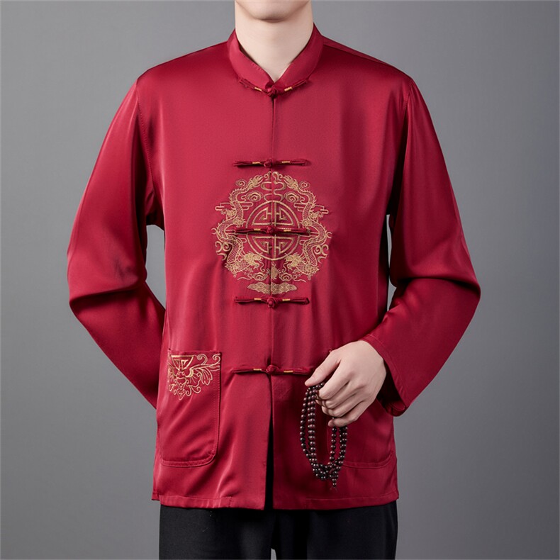 中老年风唐装男士春秋刺绣龙立领中式盘扣夹克HL23910-P105,男装夹克,星座1105-3