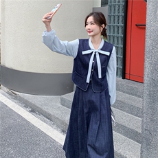 【】春季新款牛仔马甲三件套2C057-8203-P185-K298，女装套装/套裙，2C057