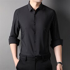 CE818钱塘2020-2中年男士秋季薄款新款商务休闲百搭条纹衬衣P72，男装衬衫，钱塘207-2