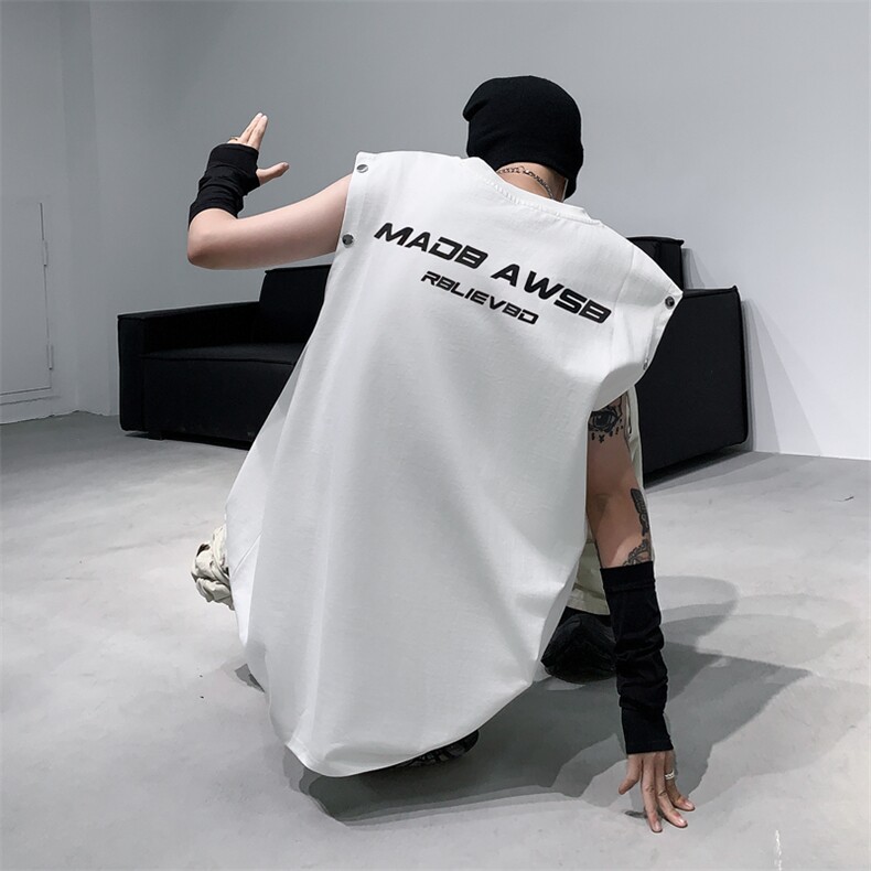 2024新款休闲坎肩无袖印花t恤夏季潮牌宽松运动背心现货T1746-P28，男装背心/马甲，星座512-4