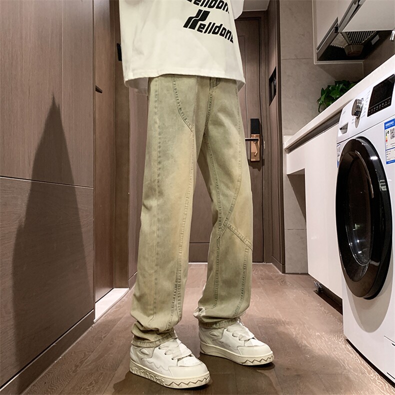拼接牛仔裤微喇叭小直脚B342-K7029-P55直播品质,男装牛仔裤,电商B342