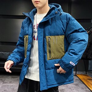 【】A003-HY8009-P130冬装新款撞色修饰连帽棉衣 家乐1图片
