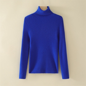 2024秋季新款抽条堆领长袖修身舒适套头衫图片