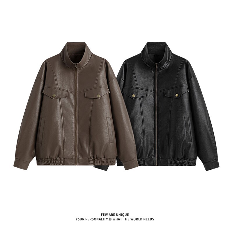 秋季新款质感皮衣C7045-TP75118复古机车服夹克美式外套男,男装夹克,电商A102