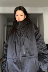 防风连帽冲锋衣男中性亮面保暖加棉加厚滑雪中性风衣外套M42-P165，男装棉衣，电商A001-1
