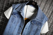 MJ205-p48-限价78牛仔大码网格马甲男工装ins无袖坎肩外穿，男装工装外套，星座103A