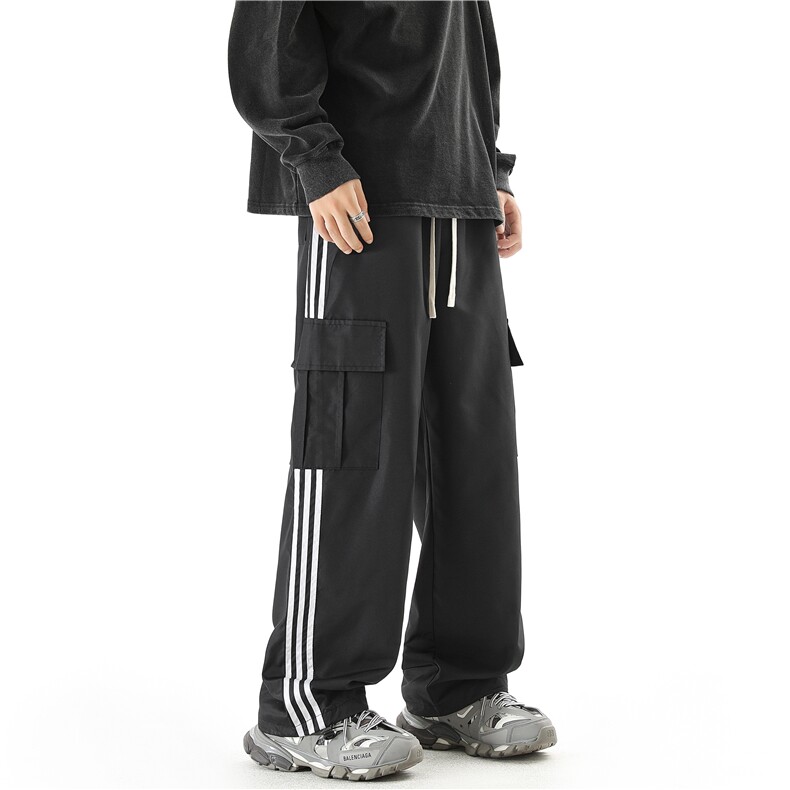 校服裤子条纹直筒宽松速干冲锋工装裤KZ10-P55,男装休闲裤,星座310A-4