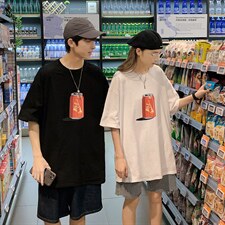 夏季可乐印花情侣三色宽松T恤A071-5504-P25（控38），男装T恤，电商A071